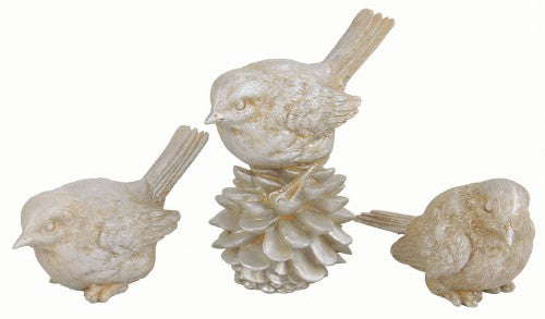 Set of 3 vibrant bird ornaments, intricately crafted for elegant home decor and nature-inspired ambiance.