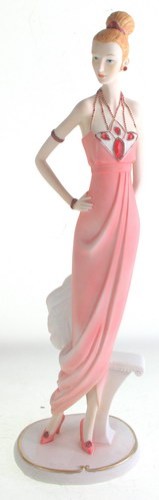 Pink Art Deco figurine, 38cm tall, featuring intricate details to elevate home decor with elegance and vintage charm.