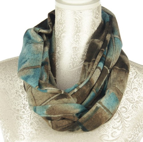 Aqua infinity scarf measuring 24cm x 150cm, versatile for fashion and function, perfect for any season or occasion.