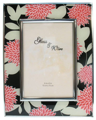 Elegant red and black floral photo frame for showcasing cherished memories, perfect for modern home decor.