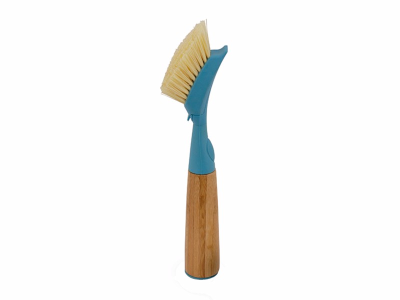 Eco-friendly SudsUp Dishwashing Brush with durable bamboo handle, 29 cm length, designed for effective and sustainable cleaning.