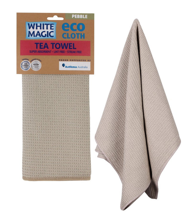High-performance Pebble Tea Towel, eco-friendly, quick-drying, lint-free, with reinforced stitching for durability.