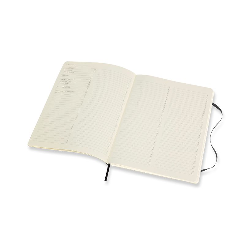 Moleskine Pro XL notebook with soft black cover, perfect for notes, sketches, and organization for professionals and creatives.