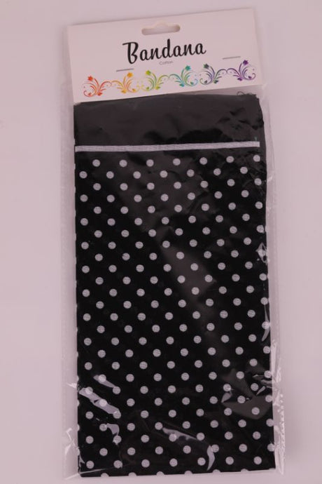 Set of 12 stylish black dot bandanas (56cm), versatile for any outfit or crafting project. Perfect accessory for personal use.