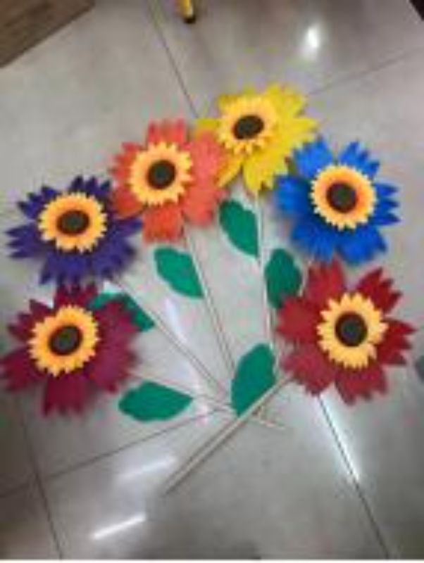 Vibrant set of 6 assorted pinwheel flowers in 30CM and 50CM, perfect for colorful décor and event decoration.