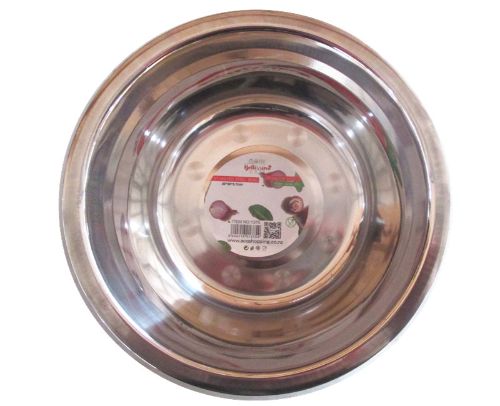 Set of 6 durable stainless steel bowls, 20cm diameter, perfect for serving meals with a sleek polished finish.