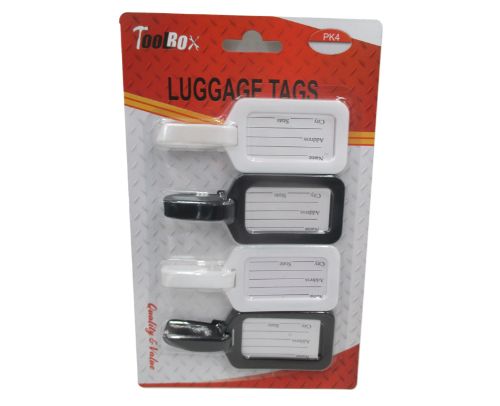 Durable and stylish luggage tags in a pack of 4, designed for easy identification of your bags while traveling.