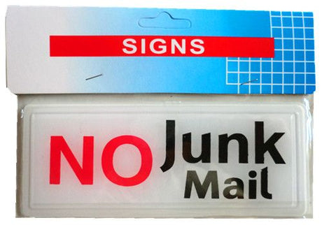 Stylish 15cm 'No Junk Mail' sign, durable and weather-resistant, perfect for keeping unsolicited mail away.