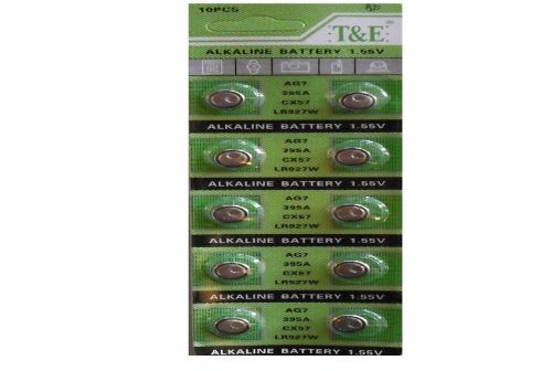 Pack of 10 AG7 cell batteries for reliable power in toys, remotes, and watches with long-lasting performance.