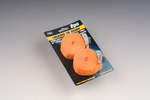 Durable 25mm locking tie down straps, 2m long, ideal for securing cargo and outdoor gear in all conditions.