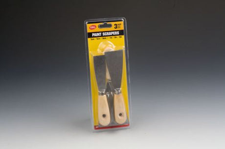 Set of 6 durable paint scrapers with ergonomic handles for efficient paint removal on various surfaces.
