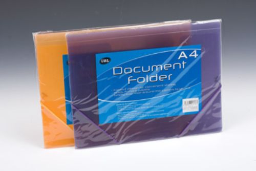 A set of 4 assorted A4 document folders with elastic bands for organized, secure paperwork in vibrant colors.