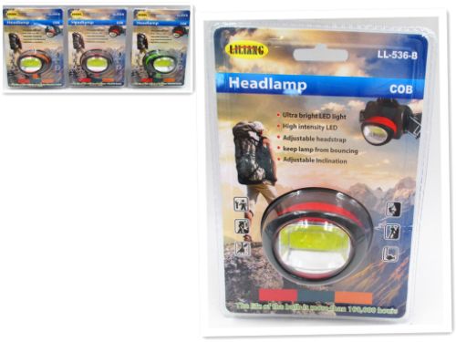 Ultra-bright LED headlamp with adjustable strap and inclination, ideal for camping, night runs, and emergencies.