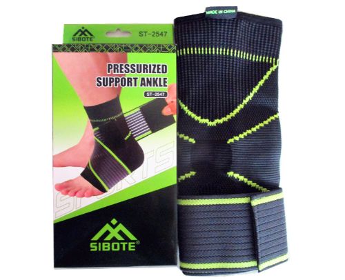 Breathable pressured ankle support brace offering targeted compression for pain relief and stability during activities.