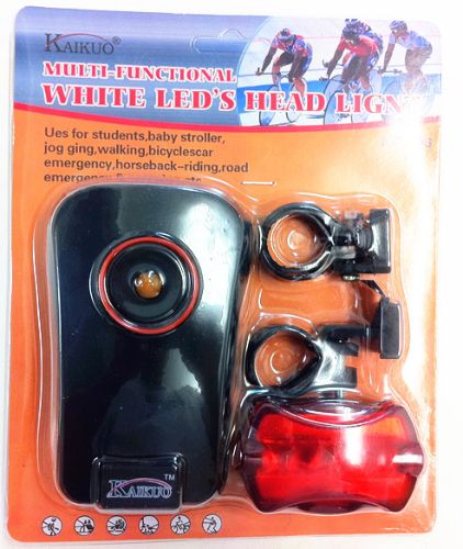 Bicycle Lights Set with bright LED front and rear lights for safety during night cycling, jogging, and walking.