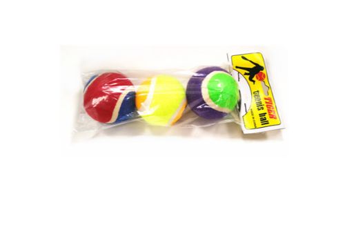 Colorful dog tennis balls with paw prints, ideal for fetch and play, made from durable, pet-safe materials (18pcs total).