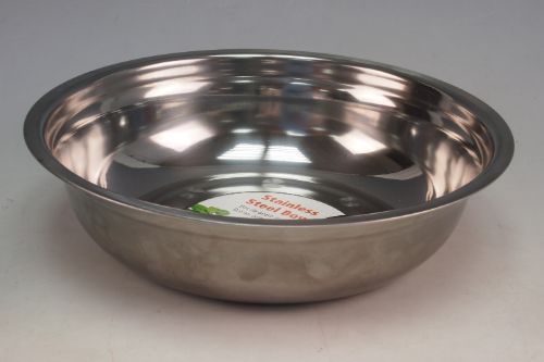 Large stainless steel bowl set of 3, 25cm diameter, perfect for mixing, serving, and meal prep with modern design.