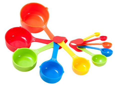 Measuring Cup and Spoon 10 Piece Set featuring various sizes for accurate dry and liquid ingredient measurements.