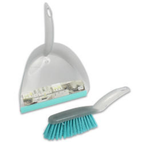 Dust pan and soft-bristle brush set for effective cleaning of dirt and debris in various indoor and outdoor settings.