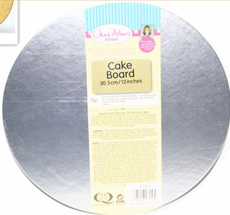 Round cake board measuring 30.5 cm, ideal for stunning cake presentations with durable, food-grade materials.