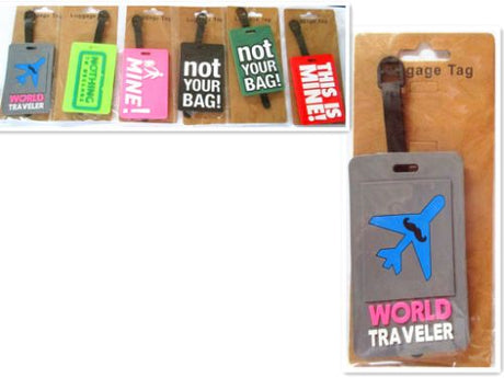 Vibrant set of 4 assorted luggage tags, designed for easy identification and personalization during travel.