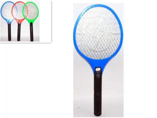 Set of 2 electric fly swatters (21x51cm) in assorted colors, designed for efficient pest control with ergonomic grip.