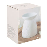 Elegant white ceramic butterfly oil burner, designed for wax melts, featuring delicate butterfly and flower accents.