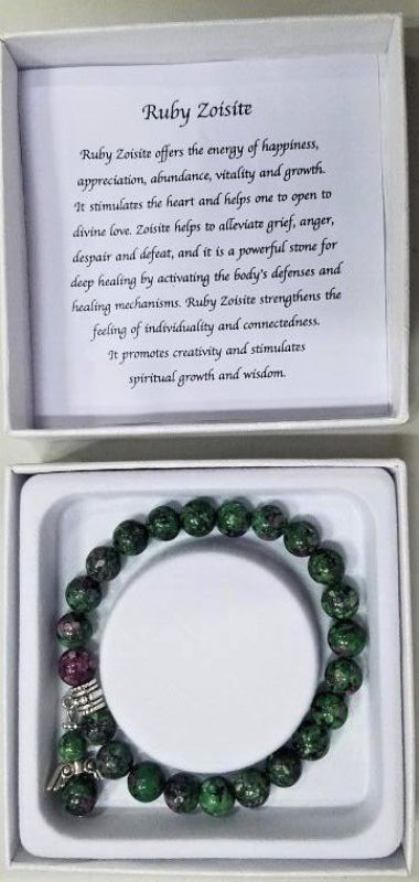 Handcrafted Ruby Zoisite Bracelet featuring vibrant red and green beads, symbolizing love, healing, and personal growth.