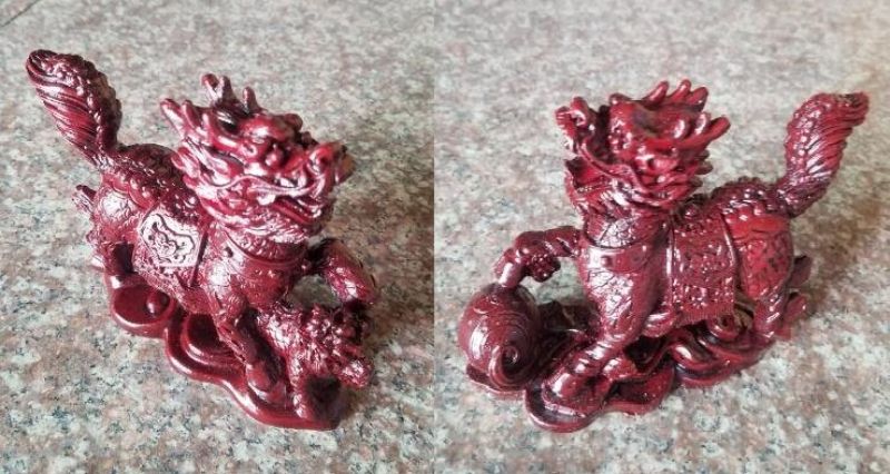 Ornamnet - Feng Shui Lions Pair Red (12cm)