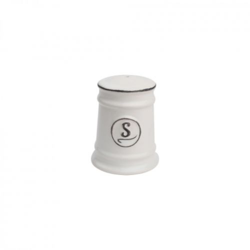 Elegant white ceramic salt shaker with a compact design, ideal for seasoning and enhancing dining experiences.