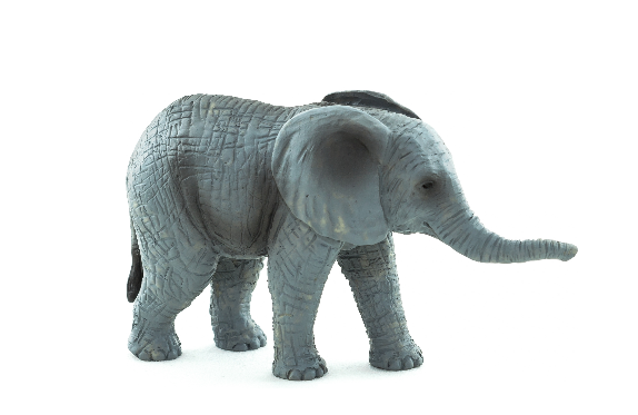 A detailed, hand-finished African Elephant Calf figurine, perfect for collectors and educational play, measuring 80mm long.
