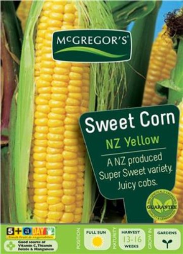 McGregor's NZ Sweet Corn Yellow Vegetable Seed - 5 Packs