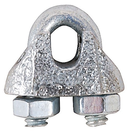 Pack of 50 Handipak 5mm Galvanised Wire Rope Grips for secure fastening, ideal for construction, DIY, and outdoor use.