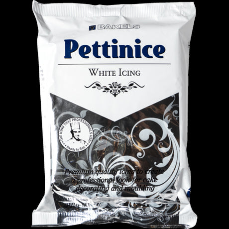 Bakels Pettinice Ready To Roll White Icing 750g, premium gluten-free fondant for smooth cake and cupcake decorating.