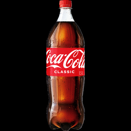 Coca-Cola Soft Drink 1.5l bottle featuring iconic flavor, perfect for sharing and refreshing any occasion.