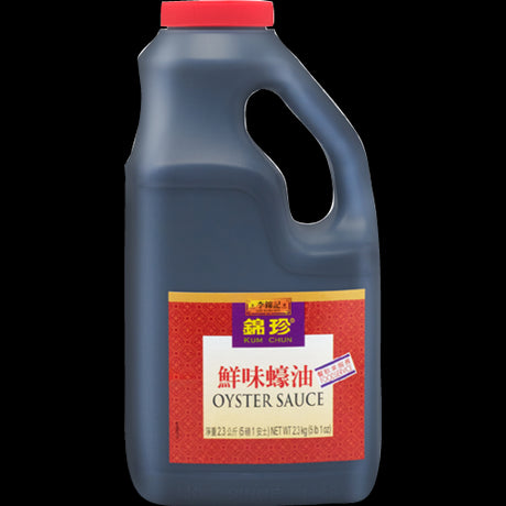 Large 2.35kg bottle of Lee Kum Kee Oyster Sauce, perfect for adding rich umami flavor to stir-fries, marinades, and dips.