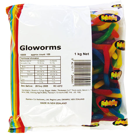 Colorful plush Rainbow Glo Worms that glow softly, perfect for cuddling and creating a soothing bedtime ambiance.