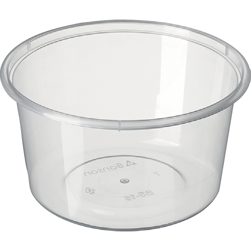 Set of 50 Bonson 440ml round containers with secure lids, ideal for meal prep and leftovers, dishwasher and microwave safe.