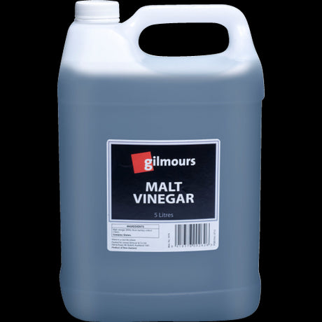 Gilmours Malt Vinegar in a 5-liter bottle, perfect for enhancing flavors in culinary dishes.