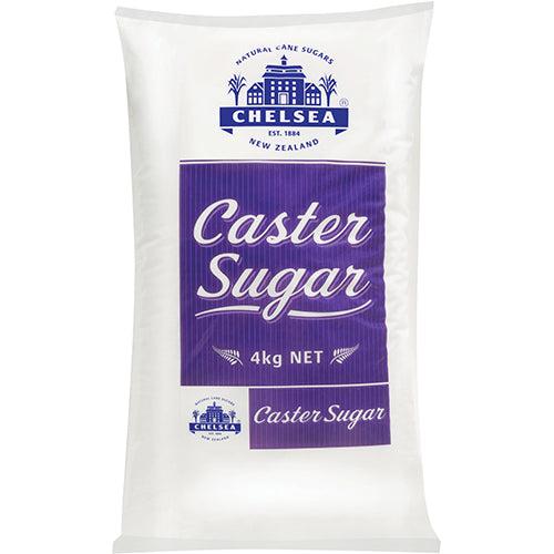 Chelsea Caster Sugar 4kg pack, ideal for baking with fine texture and effortless dissolving for culinary creations.