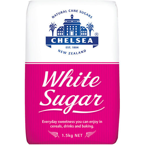 Chelsea White Sugar 1.5kg package, perfect for baking, cooking, and sweetening beverages with fine, pure sweetness.