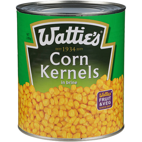 Wattie's 2.85kg Whole Corn Kernels, fresh, juicy, and perfect for enhancing salads, soups, and side dishes.