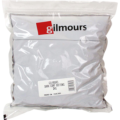 Gilmours 2kg dark chocolate compound buttons, perfect for baking, melting, and creating gourmet desserts.