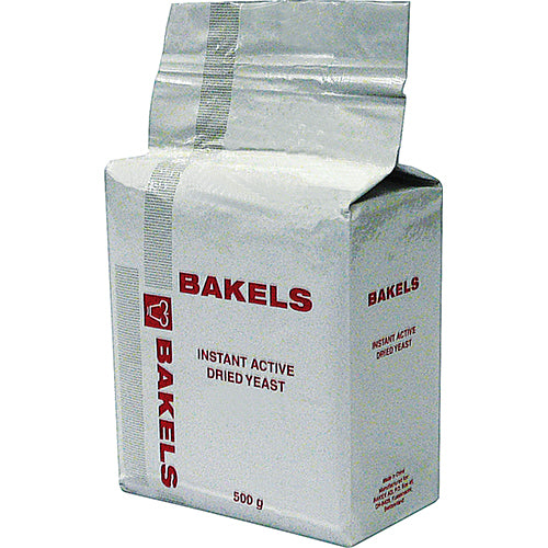 Bakels Instant Active Dried Yeast 500g, perfect for quick activation in baking soft bread and pastries without proofing.