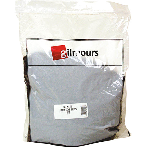 Gilmours Dark Chocolate Chips 3kg pack, perfect for baking, delivering rich flavor for cookies, muffins, and desserts.