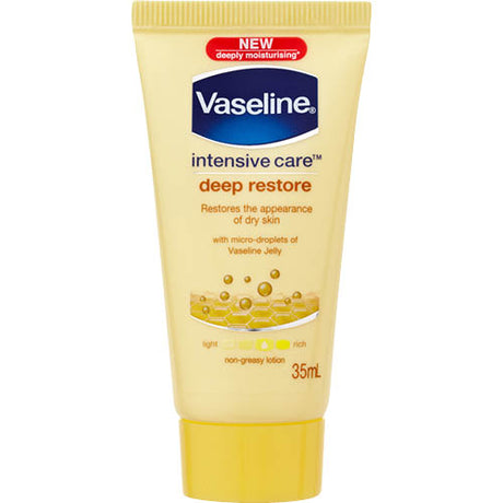 Vaseline Dry Skin Moisturiser pack of 6 convenient 35ml tubes, perfect for hydration on-the-go for dry, sensitive skin.