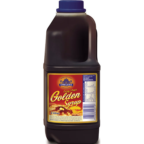 Chelsea Easy Pour Golden Syrup 2L in a convenient bottle, perfect for baking, cooking, and drizzling over desserts.