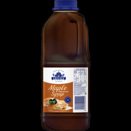 Bottle of Chelsea Maple Flavoured Syrup 2L, perfect for enhancing pancakes and waffles with rich maple sweetness.