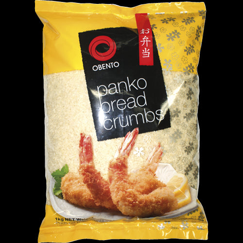 Obento Panko Breadcrumbs 1kg bag for crispy, golden coatings on fish, chicken, and vegetables, perfect for any kitchen.