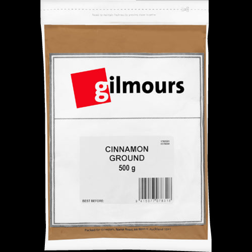 Gilmours Standard Cinnamon 500g package showcasing premium quality cinnamon for baking and cooking with rich flavor.